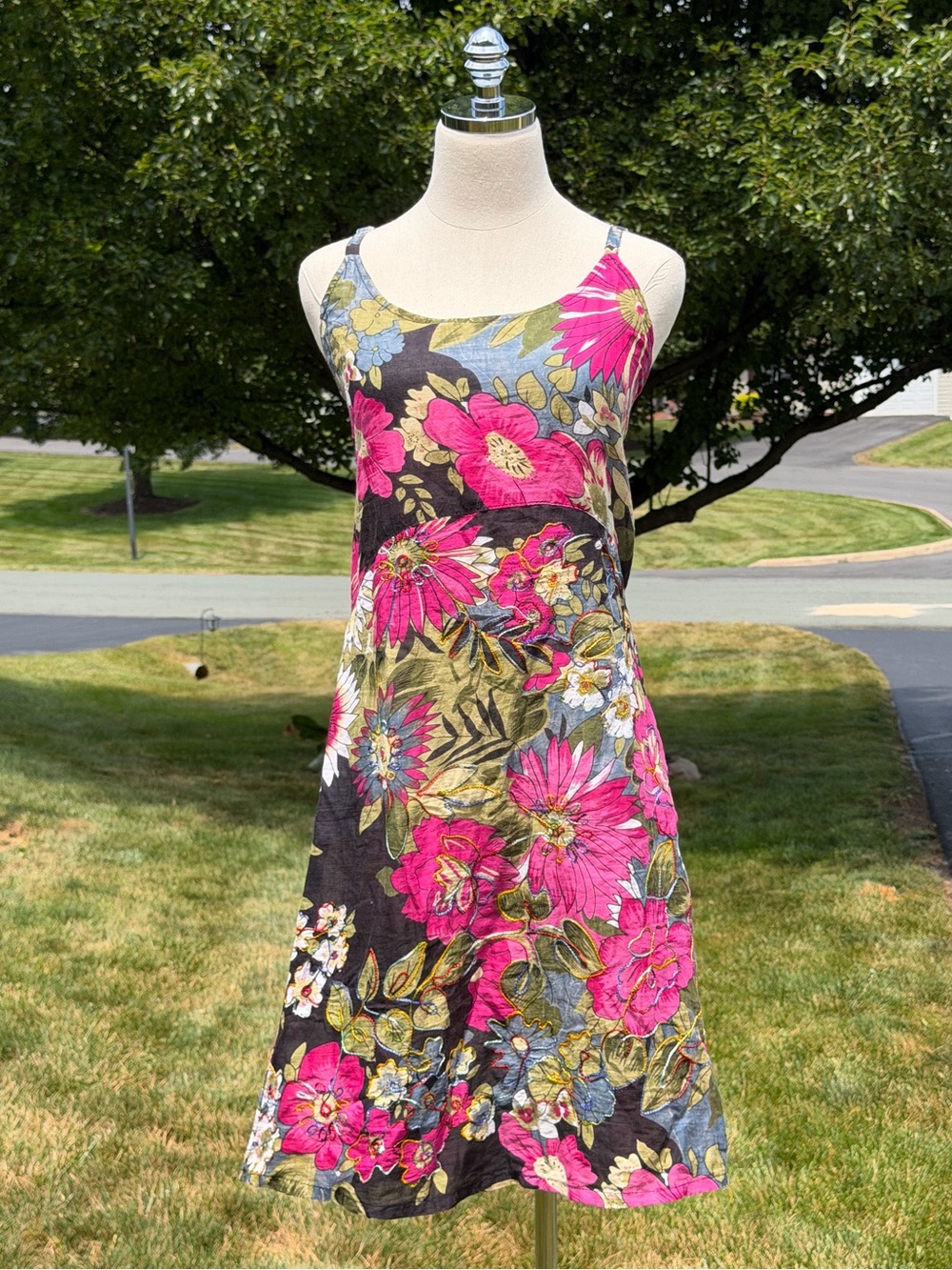 The Little Bazaar Boho Cottagecore Prairie Floral Embroidered Sundress‎ S/M
